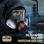 Gas Mask, Gas Masks Survival Nuclear and Chemical with 40mm & 6001 Activated Carbon Filter, Full Face Respirator Mask for Gases, Vapors, Dust, Chemical