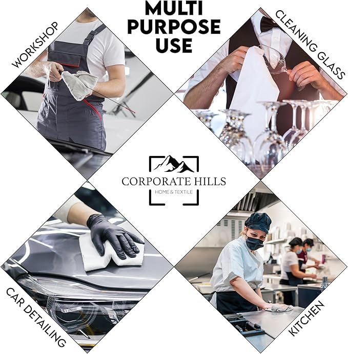 100% Cotton Terry Towels Cleaning Cloths Pack of 50 (12x12 Inches) White Cotton Terry Cloth Bar Rags White Bar Towels, Multipurpose High Absorbent Terry Towels for Cleaning Auto Detailing or Painters