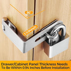 Hasp Latch, 90 Degree Solid 304 Stainless Steel File Cabinet Lock Desk GEMASP Drawer Lock, Safe Security Padlock Latch Hasp Lock for Personal Privacy (Large)