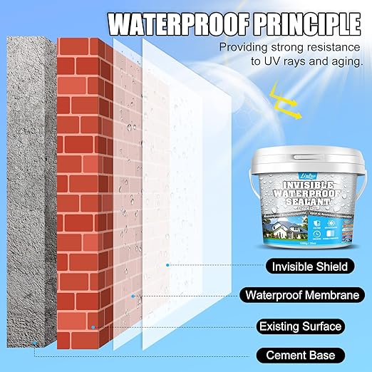 Waterproof Sealant - 35oz Water-Based Transparent Waterproof Coating, Invisible Water Proof Agent Indoor & Outdoor, Anti-Leakage Water Sealant for Roofs, Walls, Bathroom, Kitchen, Terraces, Garden