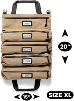 Official Voyager Tool Roll Bag - Easy to Carry 5-Pocket Roll Up Tool Bag - Durable 20oz Canvas, Rust-Proof YKK Zippers & Secure Buckle - A Gift for Dads, Mechanics, Electricians & Hobbyists | Khaki