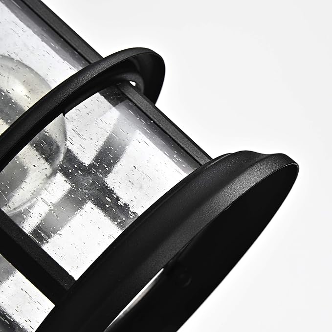 MICSIU Textured Black 10" Outdoor Light Fixtures Wall Mount, Waterproof Front Porch Light Fixtures with Clear Seedy Glass, Outdoor Wall Lights for House Front Porch, Patio, Backyard