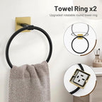 10 Pieces Black Gold Towel Bar Set, 23.6 Inch Bathroom Accessories Set SUS304 Stainless Steel Bathroom Hardware Set Towel Racks for Bathroom Wall Mounted.
