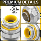 Gisafai 5 pcs Liquid Tight Connector Straight Insulated Zinc Die Cast Metal Tight Electrical Conduit Fittings for 3/4 inch Flexible and Type B Flexible