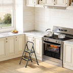 2 Step Ladder, Heavy-Duty Pass 800lb Capacity Test, Wide Anti-Slip Steps & Secure Handrail Compact, Folding Step Stool Portable Design for Home, Kitchen, Office, Pantry, Closet Use, Black