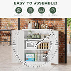 Greenvelly Metal Storage Cabinet, 36" Locking Storage Cabinet with Doors and Shelves, Lockable Storage Cabinets for Home Office, Utility Locker Cabinet, Steel Garage Cabinet with 2 Keys, White Grey