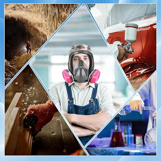 Full Face Respirator Mask with Filters 60921 & 2091，Reusable Gas Mask for Painting，Welding, Griding&Cuting | Anti-Fog, Silicone Face Seal, Dust Protection