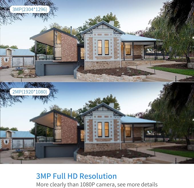 Hiseeu 2K Wireless Security Camera System, 10CH NVR Kit,8Pcs 3MP WiFi Surveillance Cameras for Home Indoor/Outdoor Use,Night Vision,Waterproof, Motion Detection, 3TB Hard Drive and DC Power Included