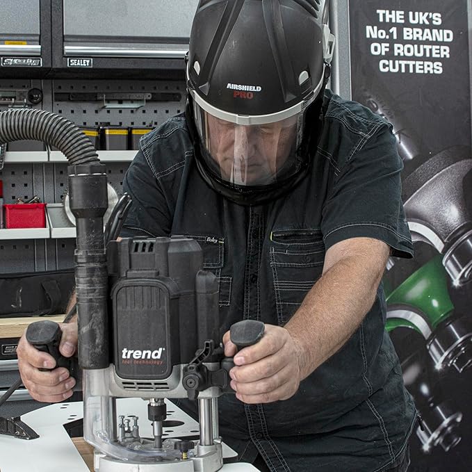 Trend Airshield Pro Respirator & Face Shield Bundle with Additional Battery Charging Cradle & 8-Hour Rechargeable Battery, AIR/PRO/D6, Black