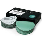 Serious Grit 3-Inch 800 Grit Aluminum Oxide Sanding Discs - Heavy-Duty Hook & Loop Film Discs - Green - Compatible with Drill & Lathe - Pack of 50