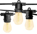 Hometown Evolution, Inc. E26 Commercial String Lights with 16 Gauge Wire (24 Foot 12 Socket, S14 Zig Zag Edison 11 Watt Bulbs)