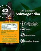 Herb Pharm Certified Organic Ashwagandha Extract for Energy and Vitality, Grain, Organic Cane Alcohol, 1 Ounce