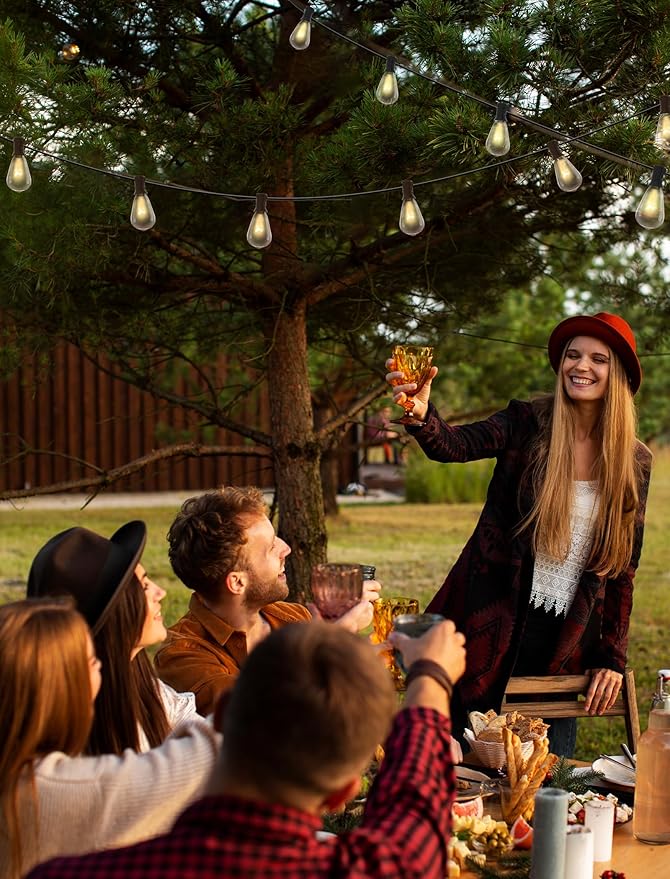 25 Pack Edison Light Bulbs, 5 Watts E12 Candelabra Base ST35 Edison Replacement Bulbs, Bistro Light Bulbs Incandescent for Outdoor Patio, Vintage Light Bulb Warm White