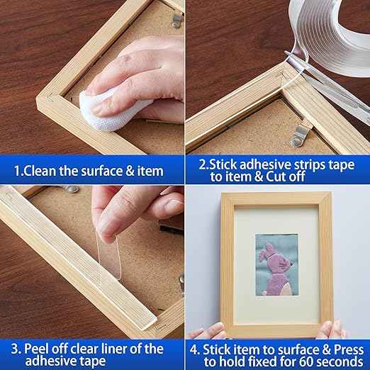 Nano Strong Mounting Adhesive Tape Double Sided Tape Heavy Duty Removable Clear Two Sided Double Stick Wall Tape 1/2in*10ft