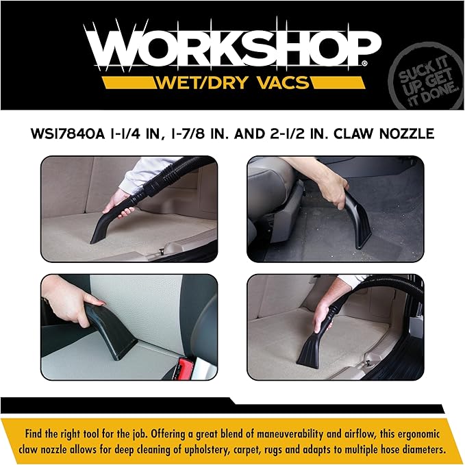 WORKSHOP Wet/Dry Vacs Shop Vacuum Accessories WS17840A Claw Nozzle Attachment for Wet Dry Vacuum Cleaners, Fits Most 1-1/4, 1-7/8, and 2-1/2-inch Extension Wands and Hoses