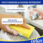 CELOX 24 Pack Dish Sponge for Kitchen, Dual Sided Scrub Sponge Heavy Duty, Non-Scratch Sponges Perfect for Kitchen Dishwashing and Household Cleaning, Highly Absorbent and Easy to Dry for Reuse