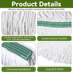 6 Pack Heavy Duty Commercial Cleaning Mop Head Replacements, Loop-End Cotton String Wet Mop Heads Refills Industrial Mops Heads for Commercial Garage Kitchen Home Floor Cleaning