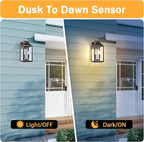 15" Dusk to Dawn Outdoor Wall Lantern 2-Light, Outside Modern Wall Sconce Light Fixture, Industrial Porch Light Wall Mount with E12 Sockets, Waterproof Exterior Lamp Lighting, Brown