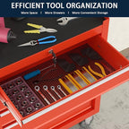 5-Drawer Metal Rolling Tool Chest with Wheels,Tool Storage Cabinet with Locking System，Toolbox with Wheels for Garage, Warehouse, Workshop, Repair Shop (Red, 5-Drawer)