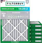 Filterbuy 14x20x2 Air Filter MERV 8 (MPR 700) Dust Defense Replacement (6-Pack), Electrostatic Pleated HVAC AC Furnace Filters, Made in USA (Actual Size: 13.50 x 19.50 x 1.75)