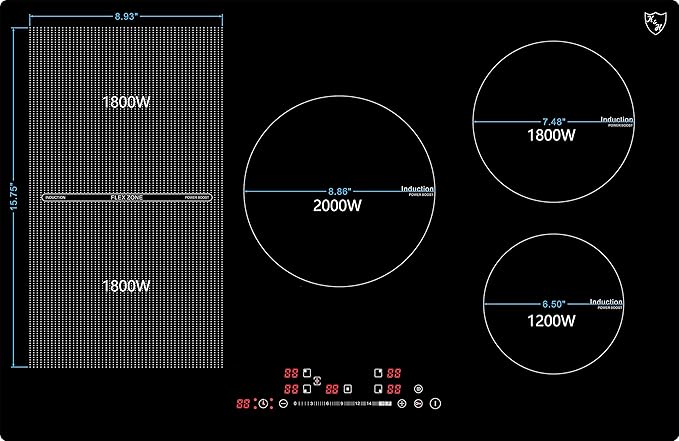 K&H SIGNATURE SERIES 5 Burner 31.5 Inch Built-in Induction Electric Stove Top Ceramic Cooktop Touch Control 240V 9200W IN30-9200FLX