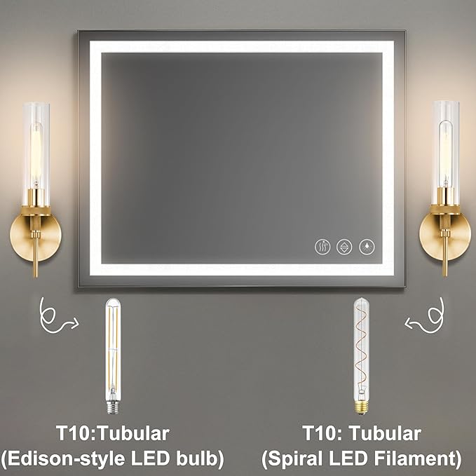 Gold Bathroom Light Fixtures Over Mirror, Vanity Lights Set of 2 with Knurled Texture, Brushed Gold Wall Sconces with Clear Glass Shade, Modern Industrial Bathroom Lighting for Bedroom, Living Room