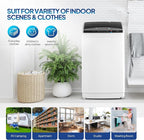 ROVSUN 25LBS Portable Washing Machine, Full-Automatic Electric Laundry Machine with Stainless Steel Drum, Compact Washer and Spin Dryer Combo with Drain Pump for Home, Apartment, Light Grey