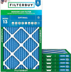 Filterbuy 12x36x1 Air Filter MERV 13 (MPR 1900) Health Defense Replacement (6-Pack), Electrostatic Pleated HVAC AC Furnace Filters, Made in USA (Actual Size: 11.88 x 35.88 x 0.75)