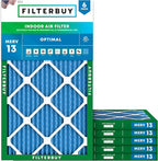 Filterbuy 14x22x1 Air Filter MERV 13 (MPR 1900) Health Defense Replacement (6-Pack), Electrostatic Pleated HVAC AC Furnace Filters, Made in USA (Actual Size: 13.50 x 21.50 x 0.75)