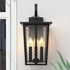 18.58INCH Large Dusk to Dawn Outdoor Lighting, Exterior Lighting Fixtures with Water Ripple Glass, Waterproof Modern Wall Sconces for House, Porch, Patio, Doorway