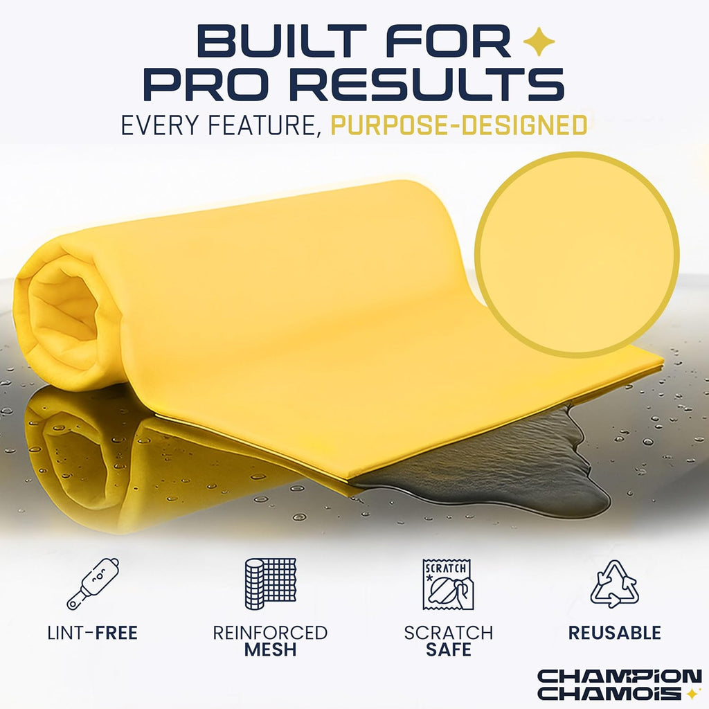 Premium Large Shammy Towel for Car - 2pk Pack (26"x17") - Super Absorbent, Soft, Streak-Free, Scratch-Free Cloth for Cars, Boats, Home - Long Lasting Chamois Towel + Hanging Storage Tubes (Original)