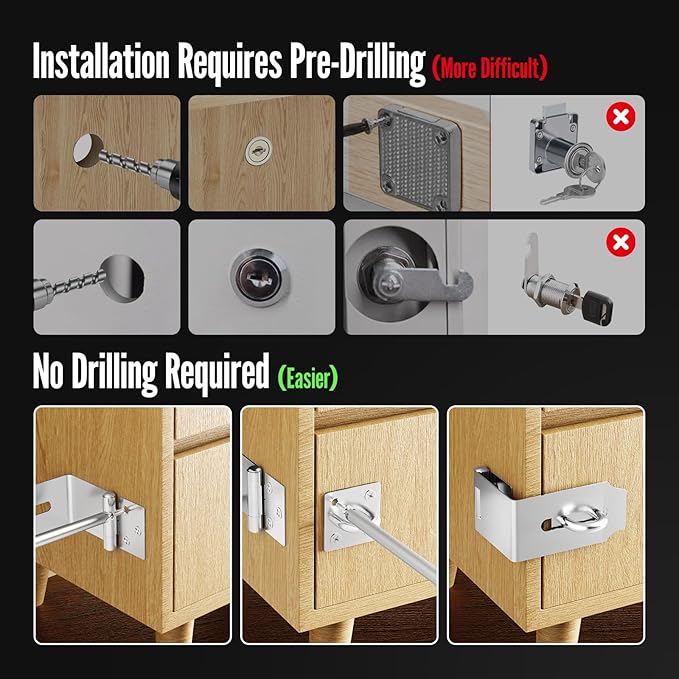 Door Lock Hasp Latch, 90 Degree Solid 304 Stainless Steel File Cabinet Hasp Lock Latch, Extra Thick Gate Lock Hasp Padlock with Keys Brushed Finish (1.96 Inch, Silver)
