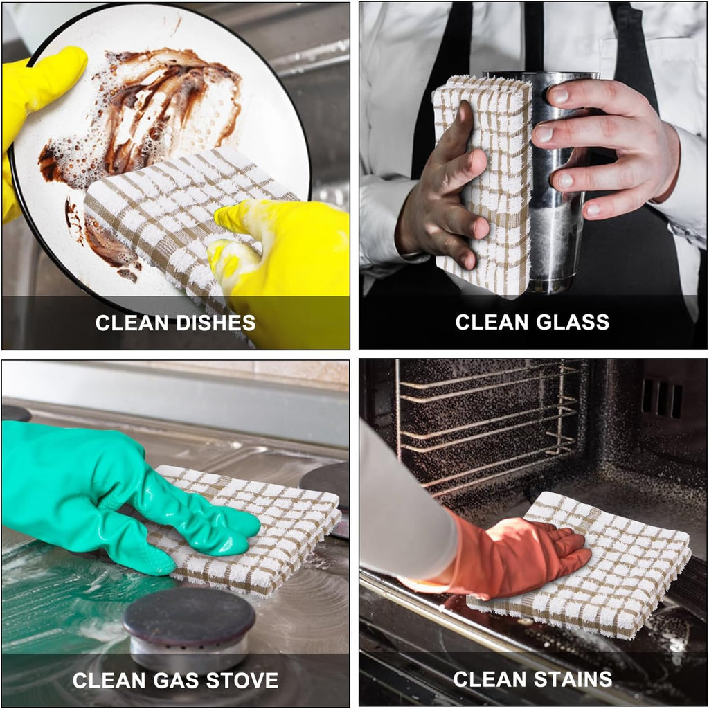 Nialnant 12PCS Little Yellow Plaid Dish Cloths,100% Cotton Soft Absorbent Cleaning Rags,Quick Drying Dish Towels for Kitchen,Washing Dishes-Little Yellow Plaid,12 x 12 in