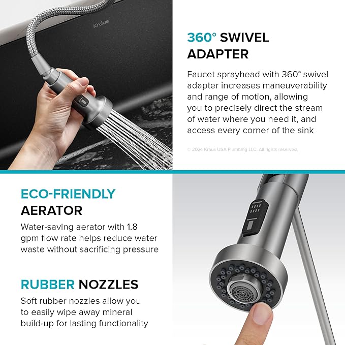 KRAUS Bolden 2-in-1 Commercial Style Pull Down Single Handle Water Filter Kitchen Faucet for Reverse Osmosis or Water Filtration System in Brushed Brass/Matte Black, KFF-1610BBMB