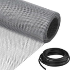 Window Screen Replacement Kit, 48"W × 99"L Durable Polyester Adjustable Screen Mesh with Retainer Spline (32ft) for DIY Project Window Screen Door Screen Replacement & Repair, Grey