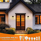 WIHTU Dusk to Dawn Outdoor Wall Lights, 4 Pack Exterior Lighting Fixtures for House, Waterproof Porch Lights with E26 Sockets, Black Outdoor Wall Sconce for Front Door, Patio, Garage