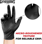 GLOVEWORKS Black Nitrile Gloves Disposable Latex Free, 5 Mil Industrial, For Mechanic, Cleaning, Cooking, Kitchen, Food Grade