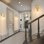 Gold Wall Sconce 1-Light Hardwired Wall Mount Modern Farmhouse Vanity Light Fixtures with 6 Inch Clear Glass Shade, Wall Lights for Bathroom, Bedroom, Living Room, Mirror, Kitchen, Lighting Lamp