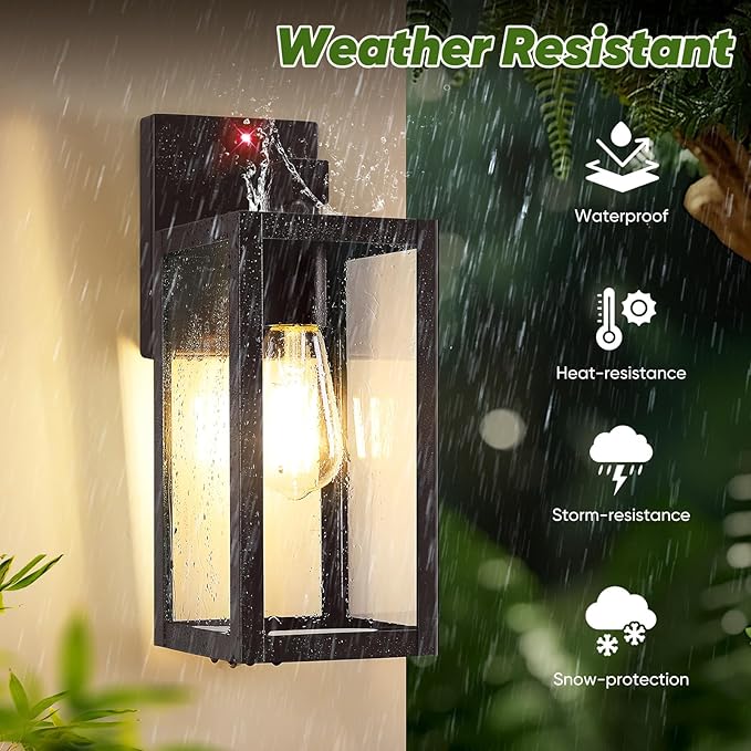 Upgraded Motion Sensor Outdoor Wall Light, 13” Dusk to Dawn Porch Light Outdoor Wall Sconce Lantern, 3 Lighting Modes Exterior Lighting Fixture Wall Mount, Outside Light for House Garage Patio, Brown