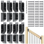 201 Stainless Steel 2" x 4" (1 ½" x 3 ½" Actual) Deck Railing 32.5°Stair Connectors, for Deck Railing Stair Handrail Connection Installation Deck Railing Bracket (8 Pair-Black)