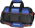 WORKPRO 16-inch Wide Mouth Tool Bag, Heavy Duty Cloth Tool Storage Bag with Water Proof Molded Base, Adjustable Shoulder Strap