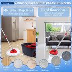 4 Pack Mop Replacement Heads Compatible with Oceda EasyWring 1-Tank System - Includes 1 Mop Scrub Brush Head,1 Mop Base,Microfiber Mop Refills, Easy Cleaning Mop Head Replacement(White)
