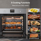Empava Single Liquid Propane Gas Wall Oven 24 in. 2.3 cu. Ft. Bake Broil Rotisserie Functions with Mechanical Controls and Digital Timer and Convection Fan in Stainless Steel, Silver, 24inches