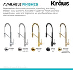 KRAUS Oletto Commercial Style Single Handle Pull Down Kitchen Faucet with QuickDock Top Mount Installation Assembly in Spot Free Antique Champagne Bronze, KPF-2631SFACB