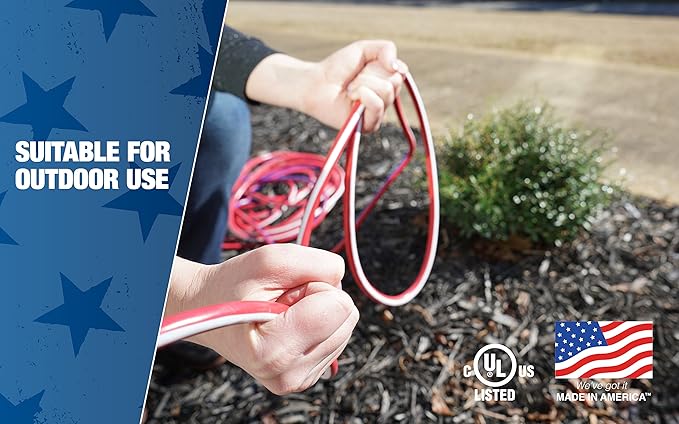 Southwire Extension Cord - Built for Outdoor & Indoor Power Use with Contractor-Grade Durability - Heavy-Duty SJTW Jacket - UL Certified - 12/3 SJTW - Red/White/Blue - 100 Foot