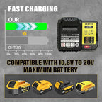 2-Pack 8000mAh High-Capacity Lithium-Ion Battery & Charger Set for DEWALT 20V MAX Battery, Perfectly Compatible with DCB207/DCB204/DCB200/DCB201/DCB203 Series Power Tools, Fast Charging