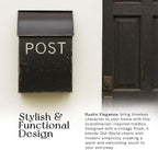 NACH Mailboxes for Outside Wall Mount, 15 x 9.5 x 4 inches, Rustic Black Wall Mounted Mailbox and Newspaper Holder, Waterproof Mailbox for Door - The Rustic Milano Mailbox