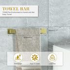 Bathroom Accessory Towel Bar Set: 10 Pieces Gold Bathroom Hardware Square SUS304 Stainless Steel - Wall Mounted Towel Rack&Toilet Paper Holder&Towel Ring and Towel Hook