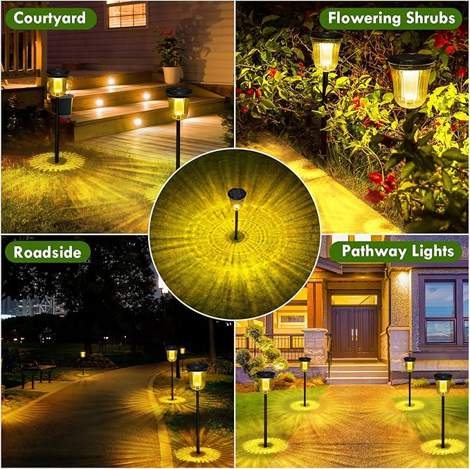 Solar Pathway Lights Outdoor Waterproof, 4 Pack 200 Lumens Super Bright Solar Garden Lights with 2 Lighting Modes, Auto On/Off Outdoor Solar Lights for Yard, Walkway, Lawn, Driveway, Path