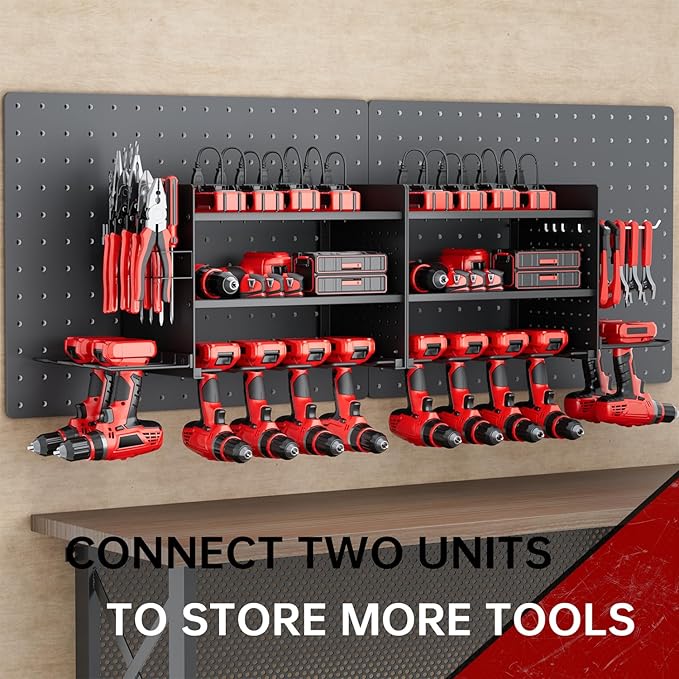 Power Tool Organizer Wall Mount, 3 Layer 8 Drill Holder Tool Shelf Storage Rack for Garage Organization, Birthday Gifts for Him Men Dad Husband Anniversary Fathers Day, Cool Gadget Stocking Stuffer